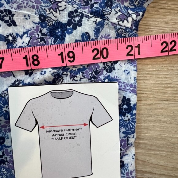 Karen Scott Blue Floral Button Down Shirt - Picture 9 of 9